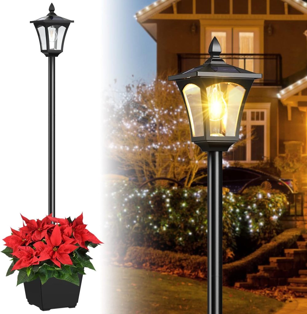 outdoor solar lamp post with planter