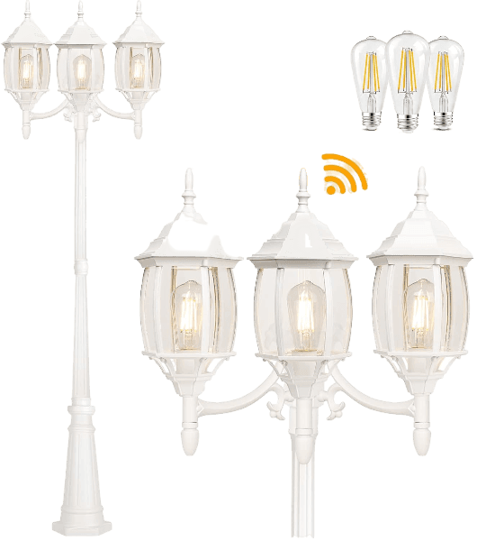 white outdoor lamp post lights