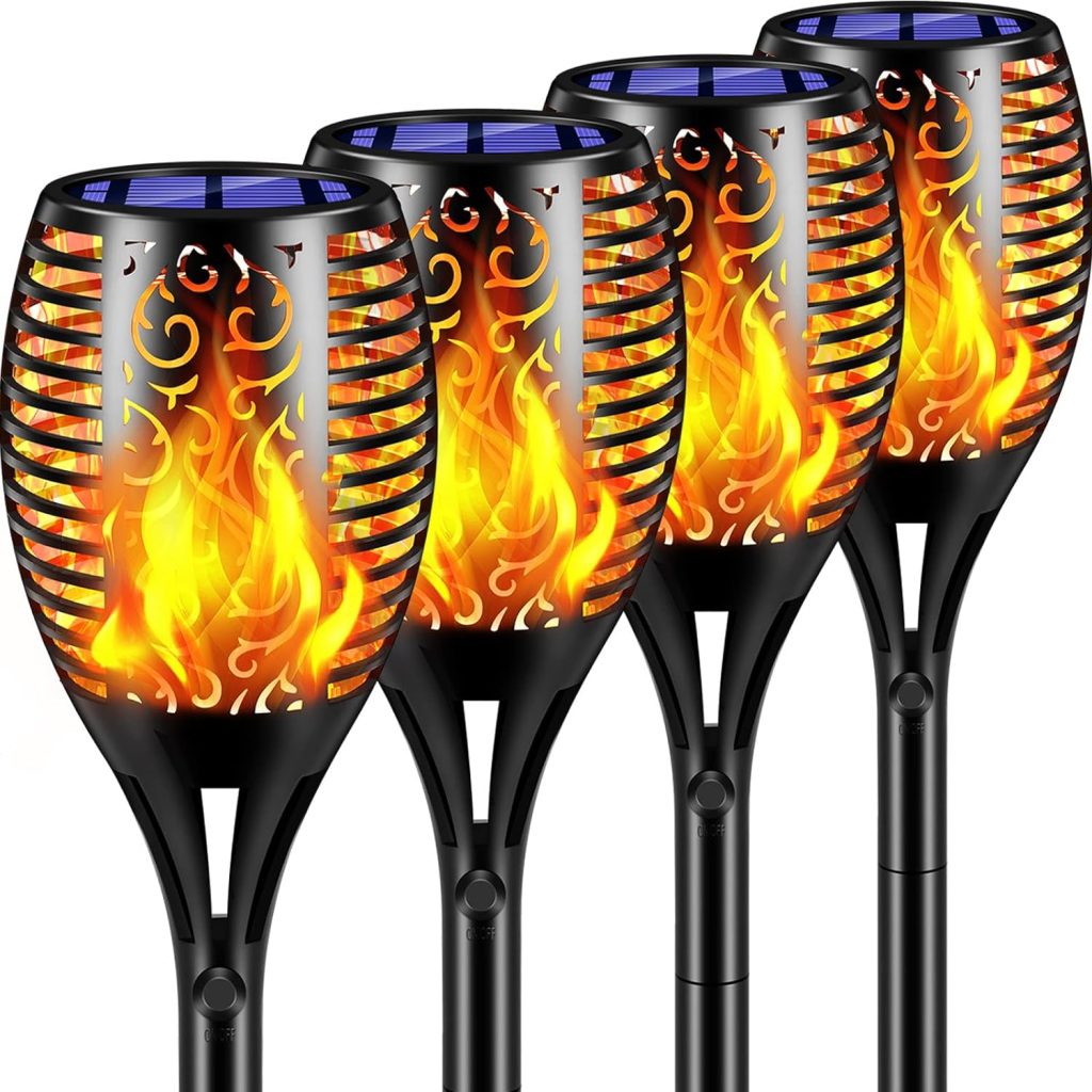 solar torch lights with flickering flame